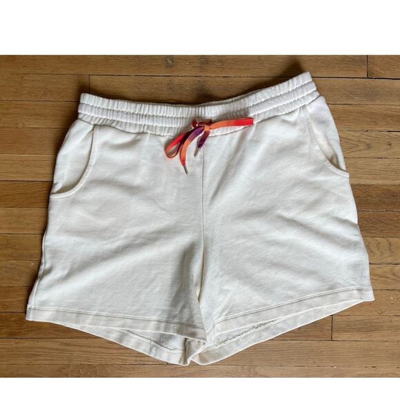 Madewell Cream Sweat Shorts Rainbow Drawstring Size XL X-Large - Picture 1 of 5
